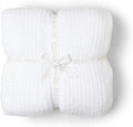 Barefoot Dreams® CozyChic® Ribbed Bed Blanket, Ultra Soft Plush Microfiber Blanket for Bed, Warm & Lightweight Cozy Bedding Layer, Textured Knit, Full/Queen Size, White