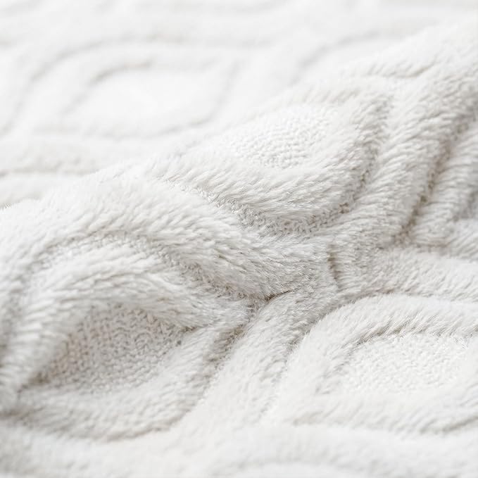 Horaldaily Solid Blanket Throw, White Accent Farmhouse Neutral Square Euro Soft Fuzzy Plush Faux Fur Cozy Blankets for Couch Sofa Bed Lounging, Ideal Gifts for Kids Adults Wife Self, 50x60