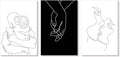 Minimalist Black and White Canvas Wall Art Love Painting for Couples Bedroom Line Drawing Art Poster Prints Framed Artwork Pictures Bathroom Living Room Wall Decor Ready to Hang