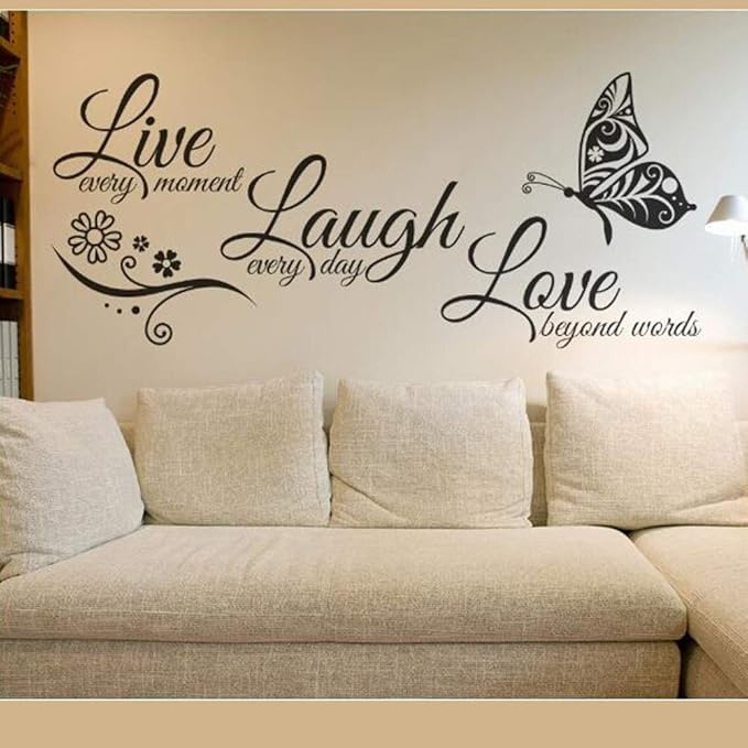 Live Every Moment, Laugh Every Day, Love Silent Wall Stickers, Family Inspirational Wall Stickers, Suitable for Baby Room, Living Room, Art Home Decoration Size 22.8" x 10.6"…