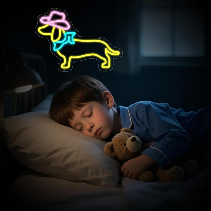 Dachshund Neon Sign Dog LED Sign for Wall Decor, Cute Cowboy Dog Led Light Sign for Pet Shop, Bedroom, Home Wall Decor, Party Decor, Gift for Pet Lover and Dachshund Fans