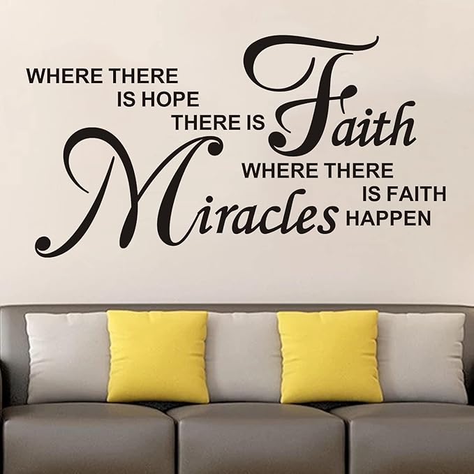 Bible Verse Wall Decals for Bedroom: Christian Quotes Inspirational Living Room Vinyl Art Wall Stickers - Where There is Hope There is Faith 36.2" X 19"