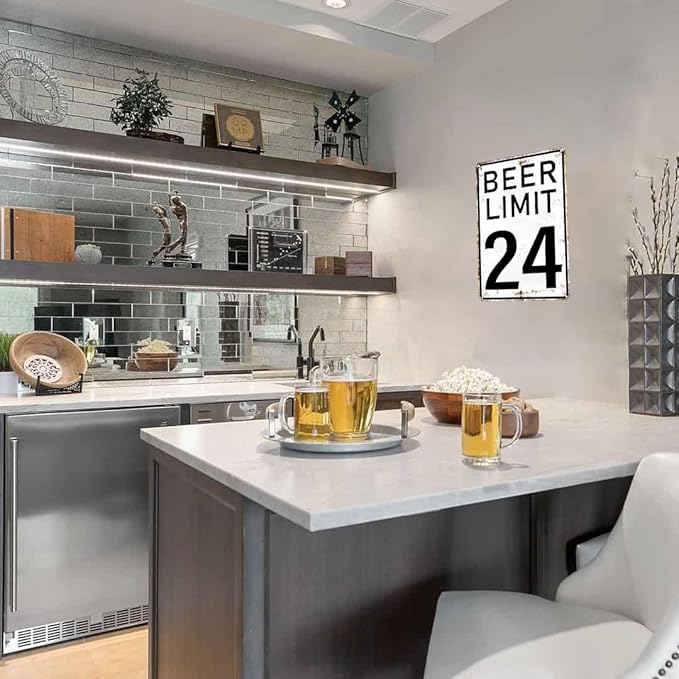 Bar Accessories Vintage Beer Limit 24 Tin Sign for Home Bar Man Cave Garage Basement Decor 8X12 Inch (3396)