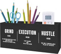 Inspirational Office Pen Pencil Holder, Inspirational Gifts for Coworkers Colleague, Grind Execution Hustle Positive Quotes Organizer for Home Office Desk Accessories