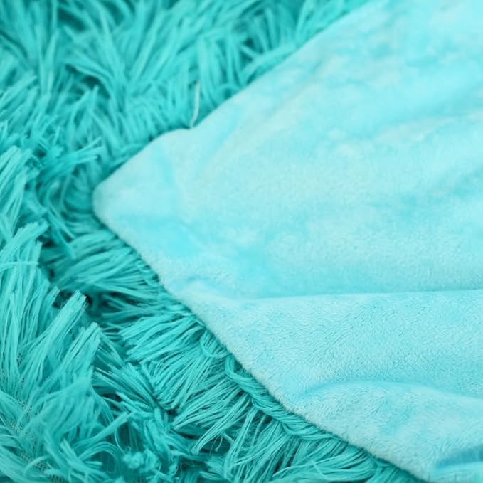 Plush Super Soft Blanket Bedding Sofa Cover Furry Fuzzy Fur Warm Throw Qulit Cozy Couch Blanket for Winter (51x63 Inches,Turquoise)