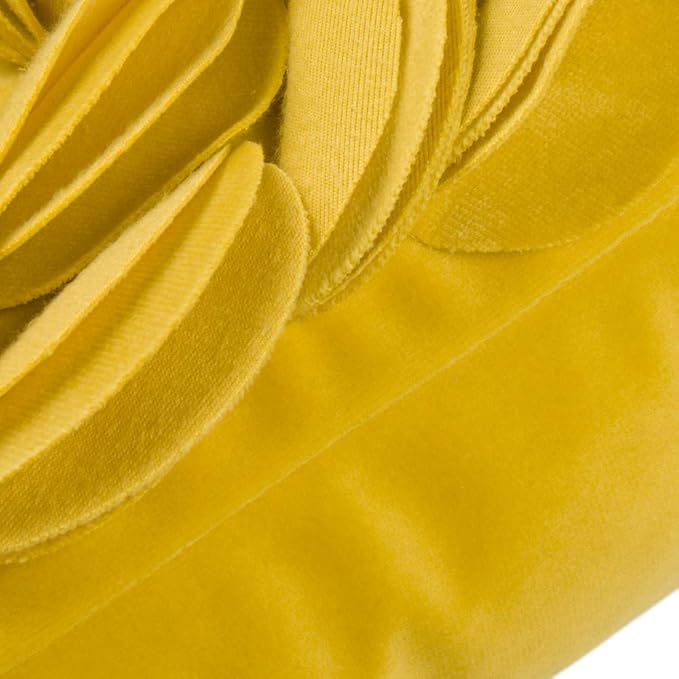 KINGROSE 3D Flower Home Decorative Throw Pillow Cover Soft Pillowcase Cushion Case for Bed Living Room Sofa 12 x 20 Inches Velvet Yellow
