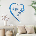 Heart Shape Mirror Wall Sticker, Self-Adhesive Love Heart Acrylic Mirror Wall Stickers Art Mural, DIY Walls Art Home Decor Heart Mirror Wall Decals for Living Room Bedroom Bathroom Office (Blue)