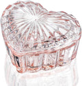 kanpura Glass Heart Shaped Jewelry Box Candy Dish with Lid Ring Earring Trinket Storage Box Vintage Jewelry Organizer Decorative Jar Christmas Gift for Women Girls(Pink)
