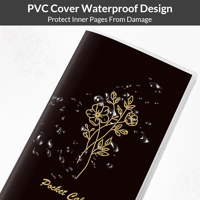Pocket Calendar 2026-2027, Pocket Planner 2026-3.7" x 6.7" - Runs from January 2026 Until December 2027, Monthly Planner 2026-2027 with PVC Cover for Planning, Black