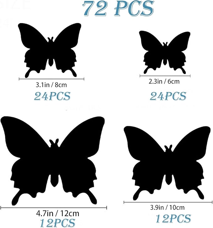 Butterfly Wall Decor 72 PCS, 3D Butterflies Stickers for Party Decorations with Magnets(Blue, 72)