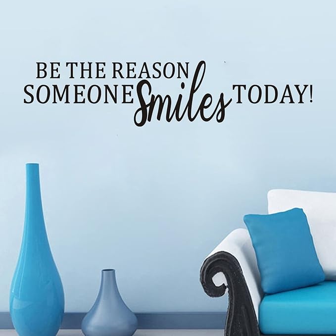 AnFigure Motivational Wall Stickers, Inspirational Wall Decals, Quotes Kids Baby Boys Girls Living Room Office Bedroom Family Door Home Vinyl Art Wall Decor, Be The Reason Someone Smiles Today 44"X10"