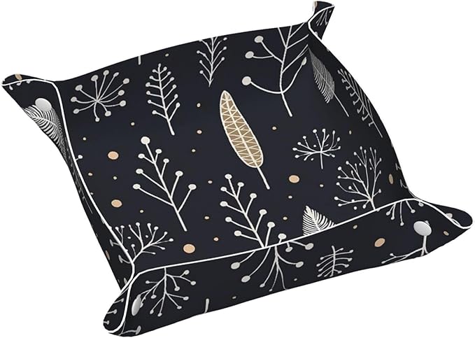 Modern Abstract Trees Tray Men's Leather Valet Parking Portable Entrance Trays Bedside Storage Box