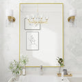 Koonmi Gold Mirrors for Wall, 30x30 Inch Bathroom Mirror, Rectangular Wall Mirror for Living Room Bedroom Bathroom, Hangs Horizontally or Vertically