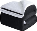 CHOSHOME Sherpa Fleece Blanket- Thick Warm Blanket for Winter, Soft Fuzzy Plush Blanket for Bed, Couch, Travel (Black, Cal King 96" x 102")