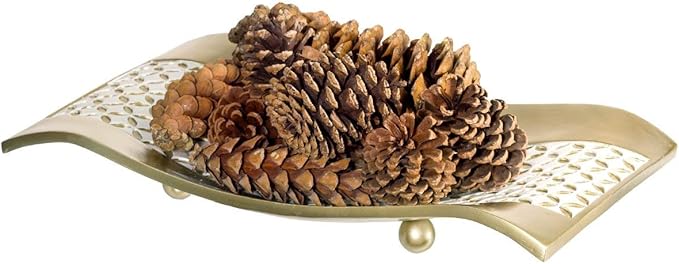 Creative Scents Schonwerk Diamond Lattice Decorative Centerpiece Bowl with 6 Matching Orbs- Coffee Table Decor with Balls for Living Room Dining Room Table - Decorations for Home Decor - Mantle House