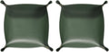 HARFINGTON 2pcs PU Leather Valet Tray Unisex Folding Small Catchall Tray Portable Entryway Table Tray Nightstand Bedside Desk Tray for Key Wallet Watch Coin Jewelry Dice, Green