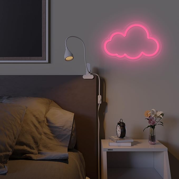 Cloud Neon Sign Cute White Clouds LED Light Sign for Wall,Dimmable USB Floating Clouds Light Up Sign for Living Room Kid Bedroom Nursery Birthday Christmas Wedding Party decor (Pink)