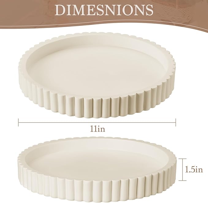 Decorative Tray for Coffee Table Decor - Concrete Round Tray Home Decor - Bandejas Decorativas - Circle Coffee Table Centerpiece