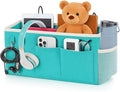 Bedside Caddy Organizer Hanging Storage Bag with Pockets for Books, Magazines, Phone, Tablet & Water Bottle – Bedside Storage for Dorm, Bunk Beds, Hospital Beds & Cribs, Green