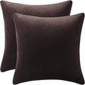 DEZENE Throw Pillow Covers 16x16 Chocolate Brown: Pack of 2 Cozy Soft Velvet Square Modern Luxury Decorative Throw Pillow Cases for Sofa Couch Living Room Bed Home Decor