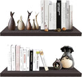 SAUMONIERES 24 Inch Floating Wall Shelves for Bedroom Bathroom Wall Mounted Solid Wood Shelf Storage Set of 2, Espresso