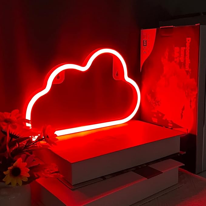 Cloud Neon Sign Red Cloud Light Sign for Wall Decor,Battery or USB Powered Clouds Shaped LED Sign Decoration Lights for Bedroom Aesthetic Teen Girl Kid Room Christmas Birthday Wedding Party