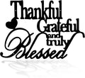 Hppybiry Thankful Grateful Blessed Wall Decor Black Metal Wall Art Thankful Grateful and Truly Blessed Sign Home Decor Entryway Living Room Decoration Signs - 42 Inches