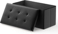 MoNiBloom 30 Inch Storage Ottoman Bench, 24 Gal. Folding Ottoman Footrest, End of Bed Bench, Rectangle Foot Stool, Supports 600 lbs, for Bedroom, Living Room, Entryway, Hallway, Black