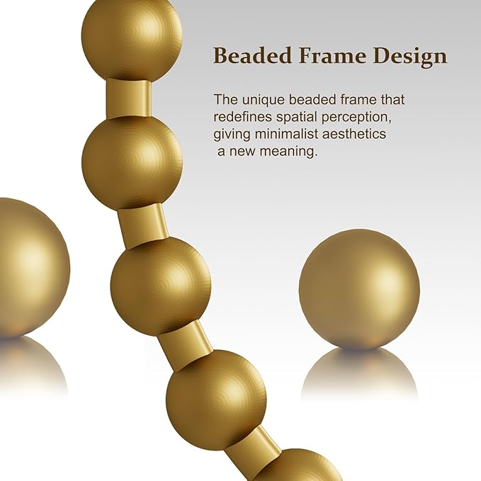 Round Mirror for Wall, 24 Inch Gold Beaded Frame Decorative Vanity Mirror, Circle Bathroom Mirror with High-Definition Lense, Modern Wall Decor for Bathroom, Living Room, Bedroom, Entryway