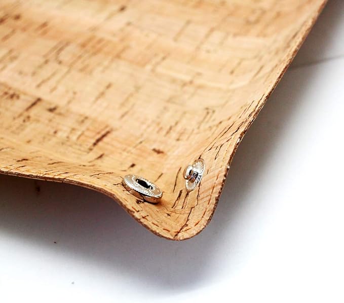 boshiho Valet Tray for Men, Natural Cork Jewelry Catchall Key Phone Coin Box Change Caddy Bedside Storage Box (Cork)
