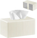 PUSU Plus Rectangular PU Leather Tissue Box Cover with Buckle Bottom - Modern Facial Tissue Dispenser Holder for Bathroom Vanity, Bedside Table, Bedroom, Office & Home Decor