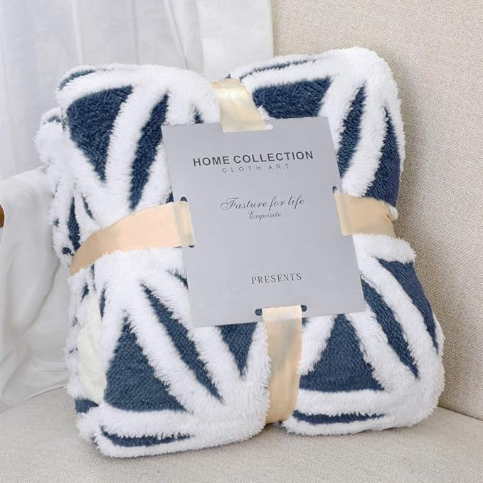 LOMAO Sherpa Fleece Blanket Easter Gifts for Mom Cozy Soft Throw Blanket for Women Men Dual Sided Couch Sofa Bed Blanket (Navy, 71''x80'')