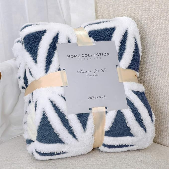 LOMAO Sherpa Fleece Blanket Easter Gifts for Mom Cozy Soft Throw Blanket for Women Men Dual Sided Couch Sofa Bed Blanket (Navy, 60''x80'')
