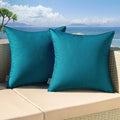 MIULEE Pack of 2 Decorative Outdoor Waterproof Pillow Covers Square Garden Cushion Sham Throw Pillowcase Shell for Spring Patio Tent Couch 20x20 Inch Deep Blue