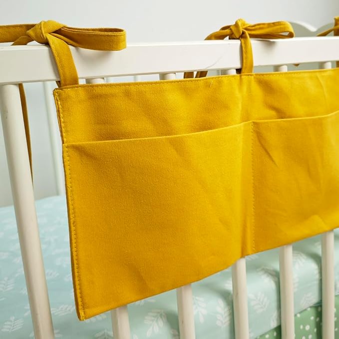 Baby Bedside Hanging Storage Bag - 2-Pocket Bedside Storage with High Capacity for Diapers & Essentials, Space-Saving Hanging Nursery Organizer 5 Colors Available (Ginger)