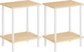HOOBRO End Tables Set of 2, Small Side Table, Nightstand with 2-Layer Storage Shelves, Sofa Table for Small Spaces, Living Room, Bedroom, Stable Frame, Easy Assembly, Natural and White WN09BZP201