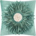 OiseauVoler 3D Sunflower Throw Pillow Cover Decorative Handmade Pillowcases for Couch Farmhouse Living Room Decoration 18x18 Inch Green
