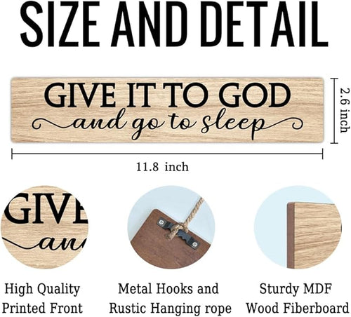 AGMDESIGN Give It To God And Go To Sleep Wood Sign, Above Bed Wall Decor for Home Bedroom Guest Room Master Bedroom, Christian Hanging Wooden Plaque, Ideal Gifts for Christians Struggling with Sleep