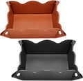 Valet Tray for Men Women 2 Pack - PU Leather Travel Catchall Tray Organizer - Desk Bedside Nightstand Storage Box for Jewelry Key Phone Remote Controller Wallet Readers -Brown and Black