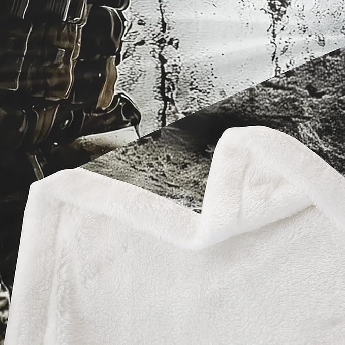Erosebridal Soldier Throw, Boys Teens Mission Sherpa Blanket, Army Machine Gun Fleece, Military Themed Fuzzy Twin 60"x80" Camouflage Sofa Decor for Youth Man