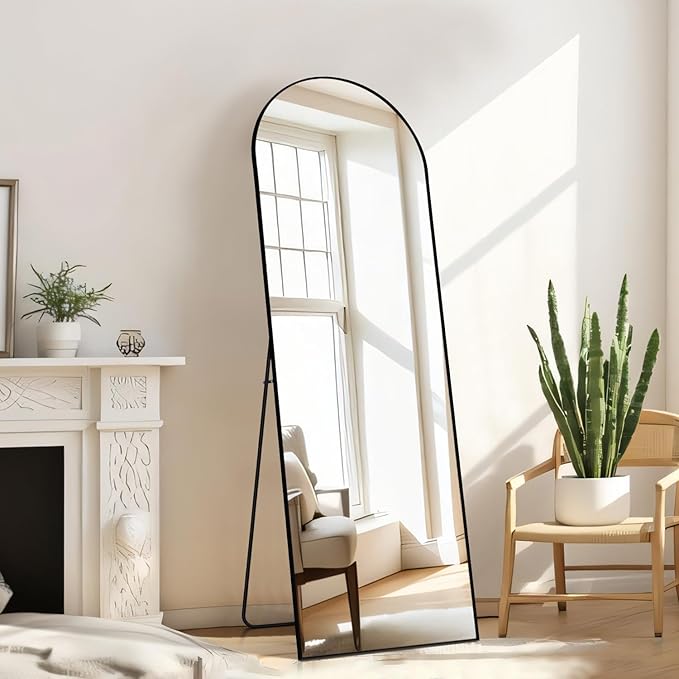 Mirror Full Length, Upgraded Body Wall Mirrors with Shatter-Proof Glass, Floor Standing, Hanging or Leaning, Tall Mirror with Stand Aluminum Alloy Frame for Bedroom Cloakroom