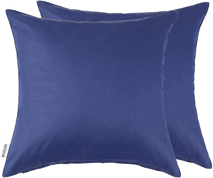 MIULEE Pack of 2 Decorative Outdoor Waterproof Pillow Covers Square Garden Cushion Sham Throw Pillowcase Shell for Spring Patio Tent Couch 20x20 Inch Navy Blue