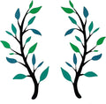 Yuzhuo 2 Pieces Metal Tree Leaf Wall Décor Branch Leaf Wall Art for Indoor Outdoor Garden Home Bedroom Living Room Decorations Iron Scroll Sculptures Above the Bed(Dark Green, S)
