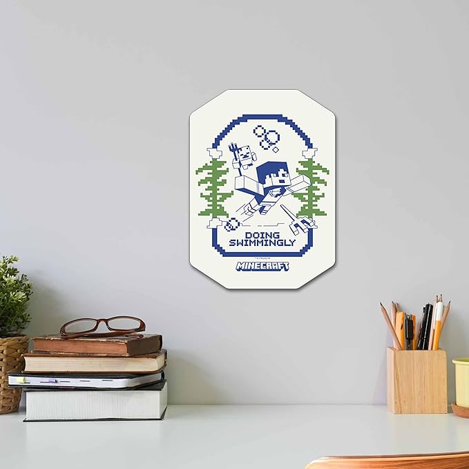 Minecraft Doing Swimmingly Metal Wall Decor - Fun Minecraft Sign for Bedroom or Game Room