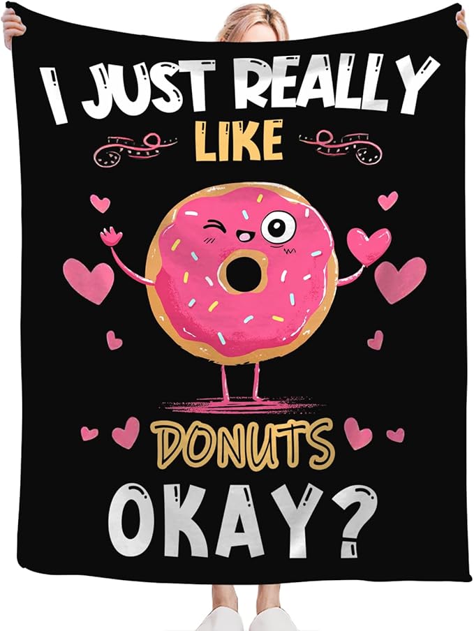Donut Blanket for Girls Women Boys Men Adults Kids Soft Cozy Fleece Dessert Cake Throw Blankets Lovers Gifts Warm Flannel Plush Lightweight Decor for Couch Bed Sofa 80"X60"