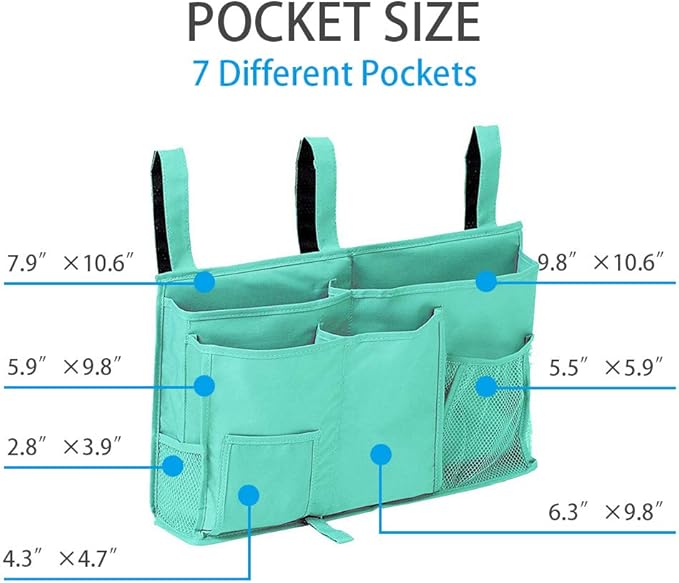 Bedside Storage Organizer, 8 Pockets Hanging Storage Bag Organizer Holder,2019 Bedside Caddy for Bunk Dorm Rooms & Hospital Bed Rails（Green） (YUNDA118)