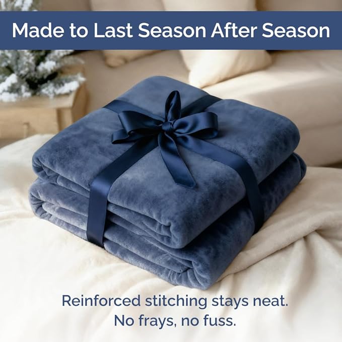 Ultra Soft Fleece Blanket King Size - Flannel Fleece Luxury King Blanket - Lightweight for Couch Bed Chair - Thick, Warm and Breathable - All Season Cozy Anti-Static Microplush Bedding, Washed Blue