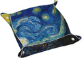 The Starry Night Van Gogh Leather Vanity Tray Desktop Storage Organizer Decor Catchall Perfume Bathroom Valet Tray Nightstand Caddy Holder for Remote Controller Keys Phone Wallet Coin Jewelry, S
