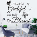 Faith Vinyl Lettering Thankful Grateful and Truly Blessed Inspirational Quote Decor for Home Decor Living Room Kitchen Office Wall Decoration