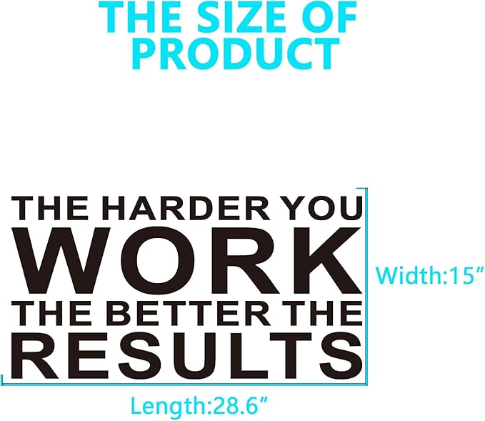 AnFigure Gym Quotes Wall Decals: Inspirational Office Vinyl Art Wall Stickers for Garage Classroom School Workspaces - The Harder You Work The Better The Results 28.6"X15"